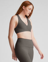 gray sports bra.